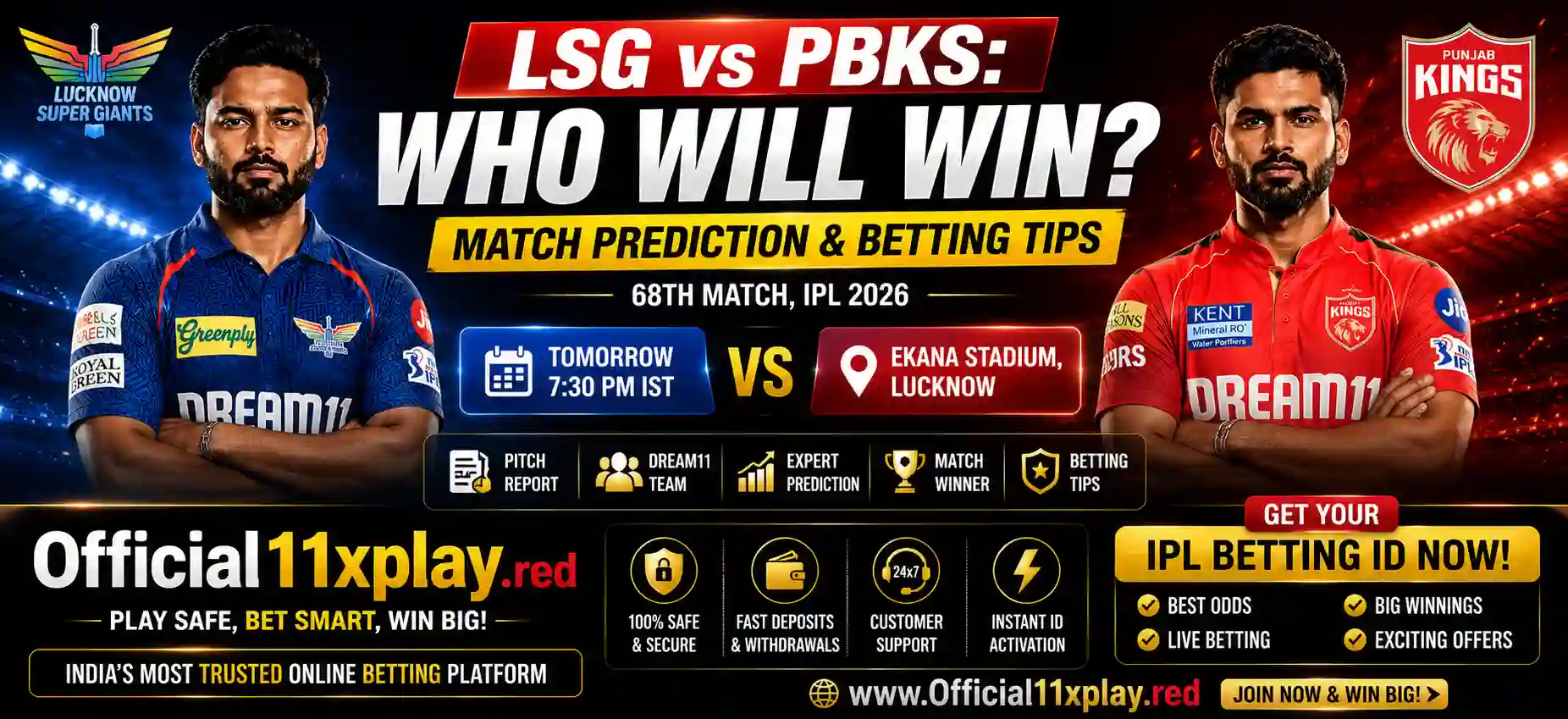 LSG vs PBKS Banner by Official11xplay.red