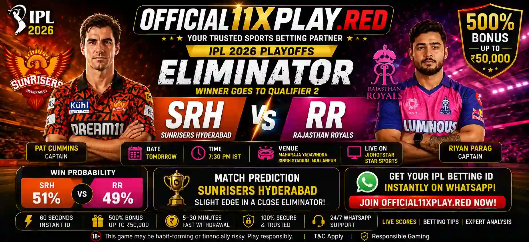 SRH vs GT Banner by Official11play.red